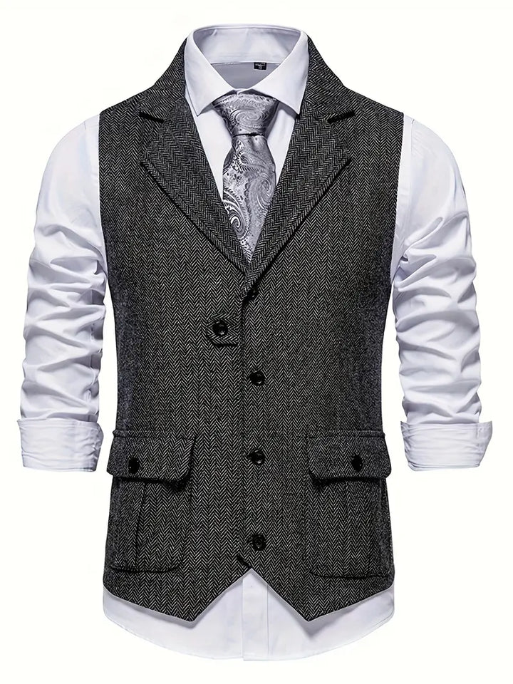 Stylish herringbone blazer for men, ideal for smart casual and autumn fashion.