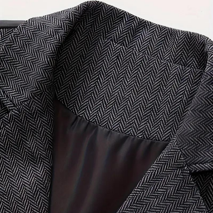 Classic men's herringbone pattern waistcoat, offering year-round style for formal and casual occasions.