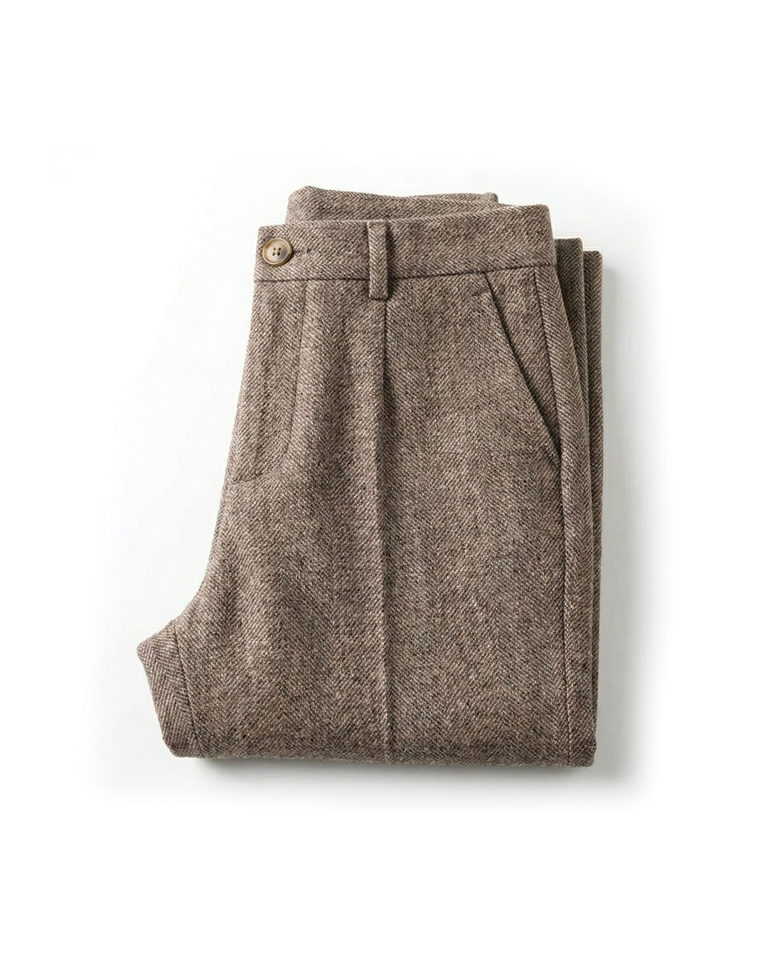 Men's herringbone wool dress trousers for a sophisticated business and formal look.