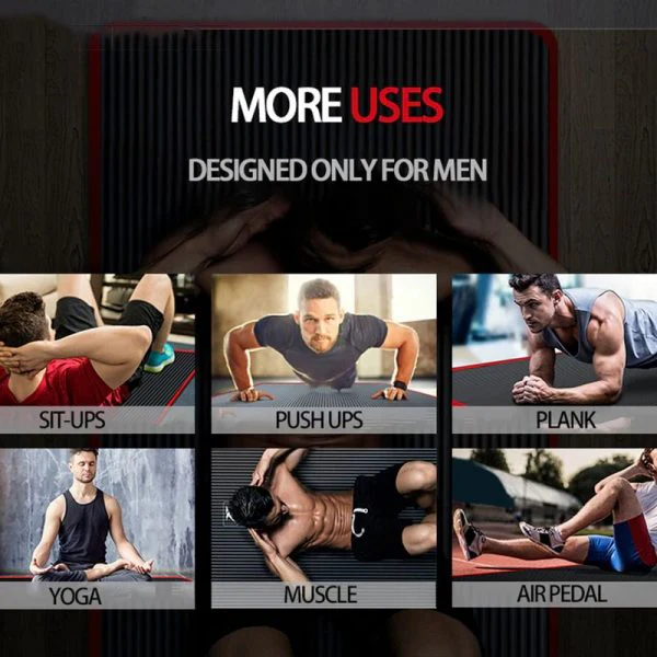Non-slip men's gym & yoga mat, high-density design ensures stability for all fitness exercises & training.