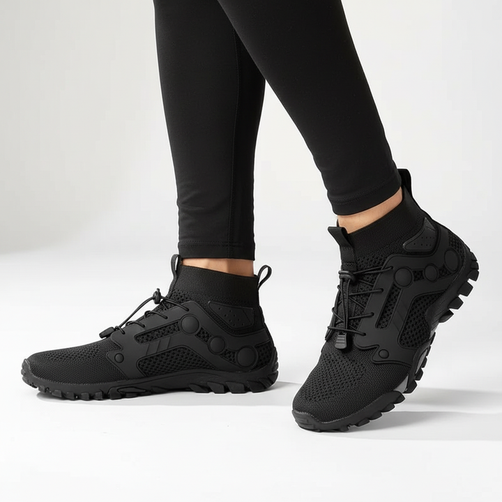 Comfortable men's high-shaft barefoot shoes, perfect for secure outdoor hiking & trails.
