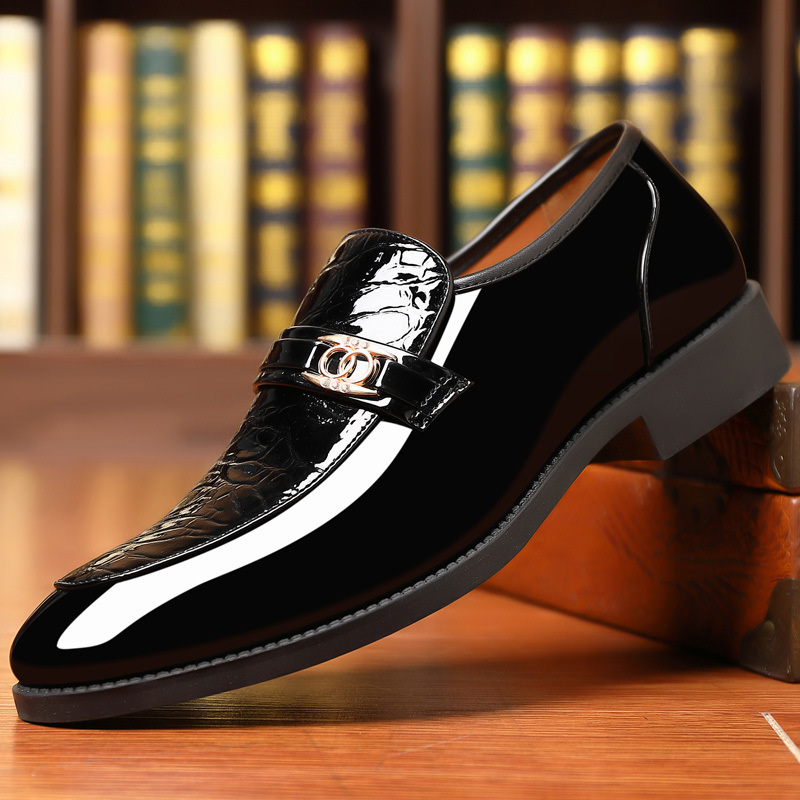 Men's high-shine slip-on loafers, ideal for formal & smart casual business attire.