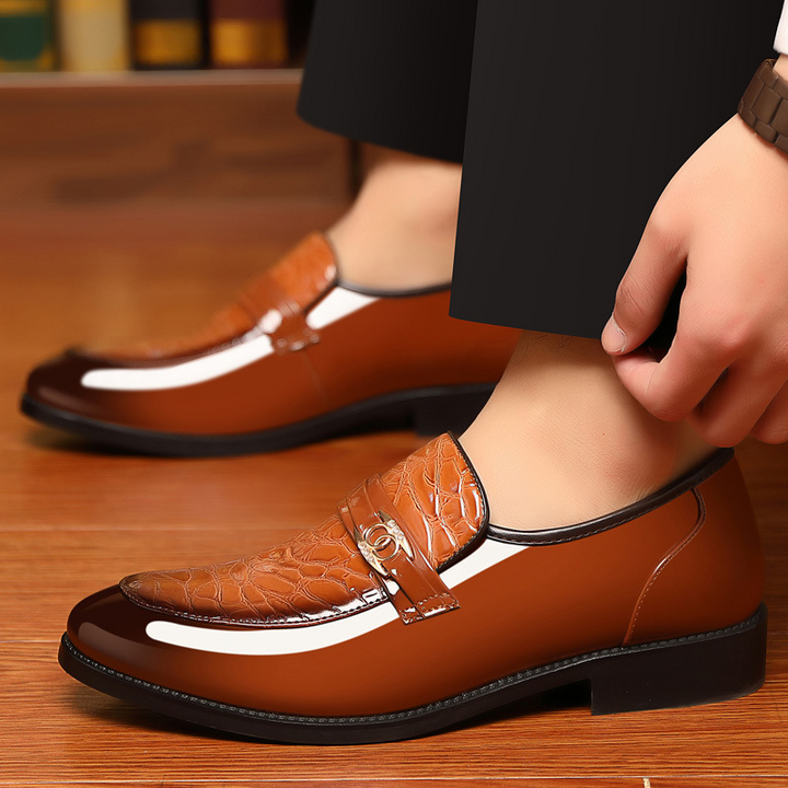 Men's fashion high-shine slip-on loafers, classic style footwear for a refined, modern look.