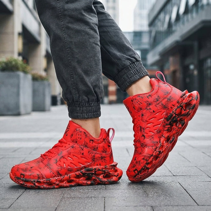 Men's high-top orthopedic fashion sneakers in a neutral color, offering comfort and style for casual wear.
