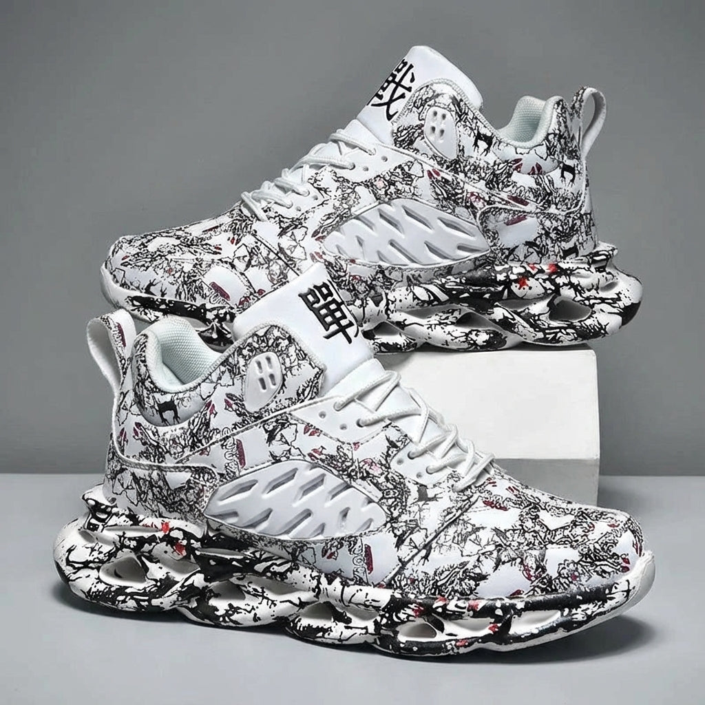 Top-down view of men's Franklin high-top sneakers, emphasizing the orthopedic design and casual appeal.