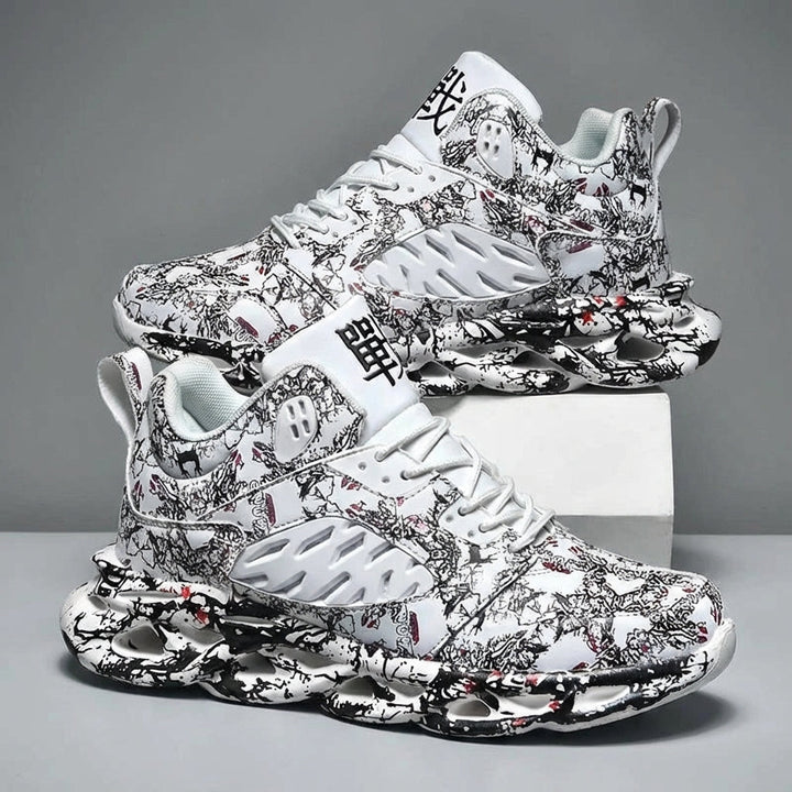 Top-down view of men's Franklin high-top sneakers, emphasizing the orthopedic design and casual appeal.