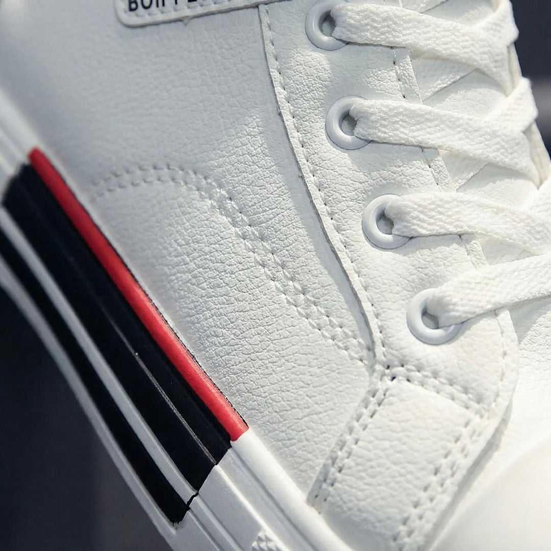 Black men's high-top lace-up sneakers for a sleek, versatile look. Perfect for casual wear & street style.