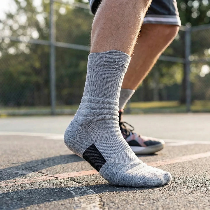 Men's high-tube compression sports socks (3 pairs), ideal for athletic training & cycling.