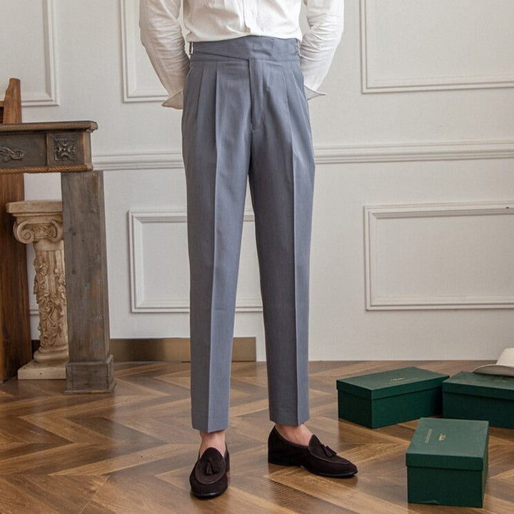 Men's casual yet elegant high-waist Gurkha trousers, suitable for various occasions.