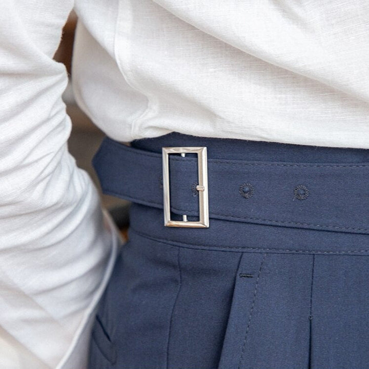 Classic fit men's high-waist Gurkha trousers, providing comfort and sophisticated style.