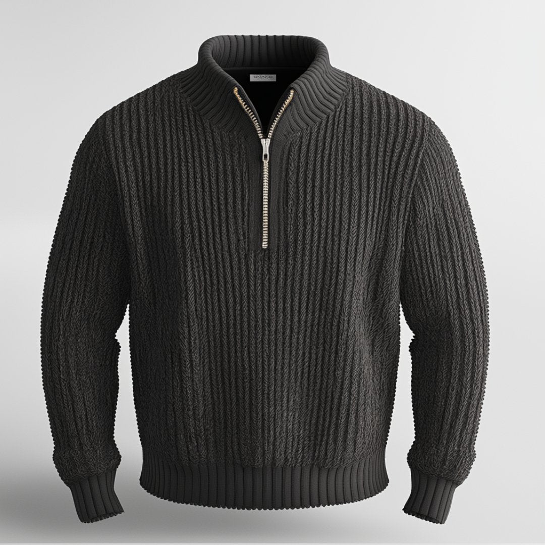 Men's Highland Quarter-Zip Sweater, a warm and versatile knit pullover for fall and winter layering.