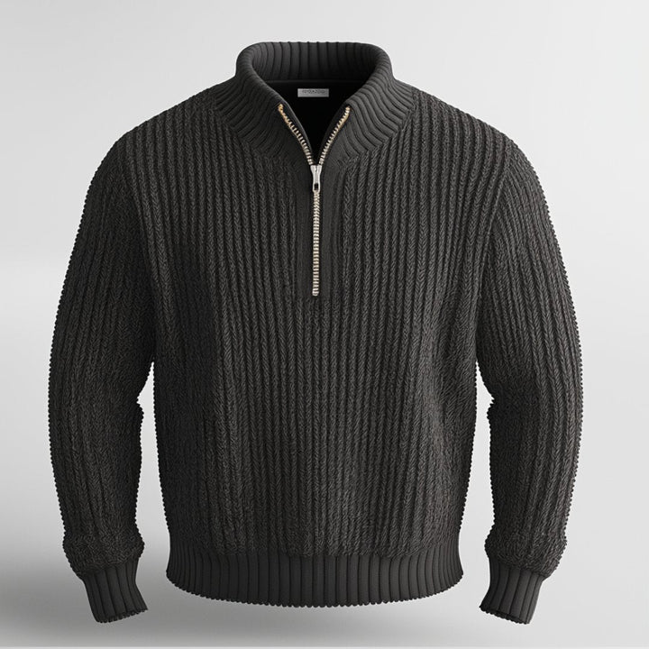 Men's Highland Quarter-Zip Sweater, a warm and versatile knit pullover for fall and winter layering.