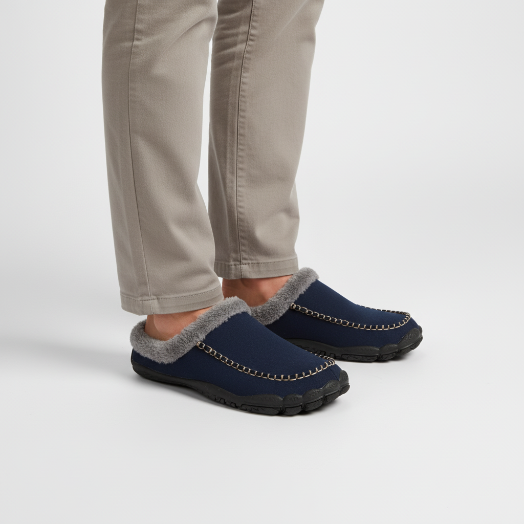 Men's HomeStride slippers with a non-slip sole, designed for durable indoor wear.