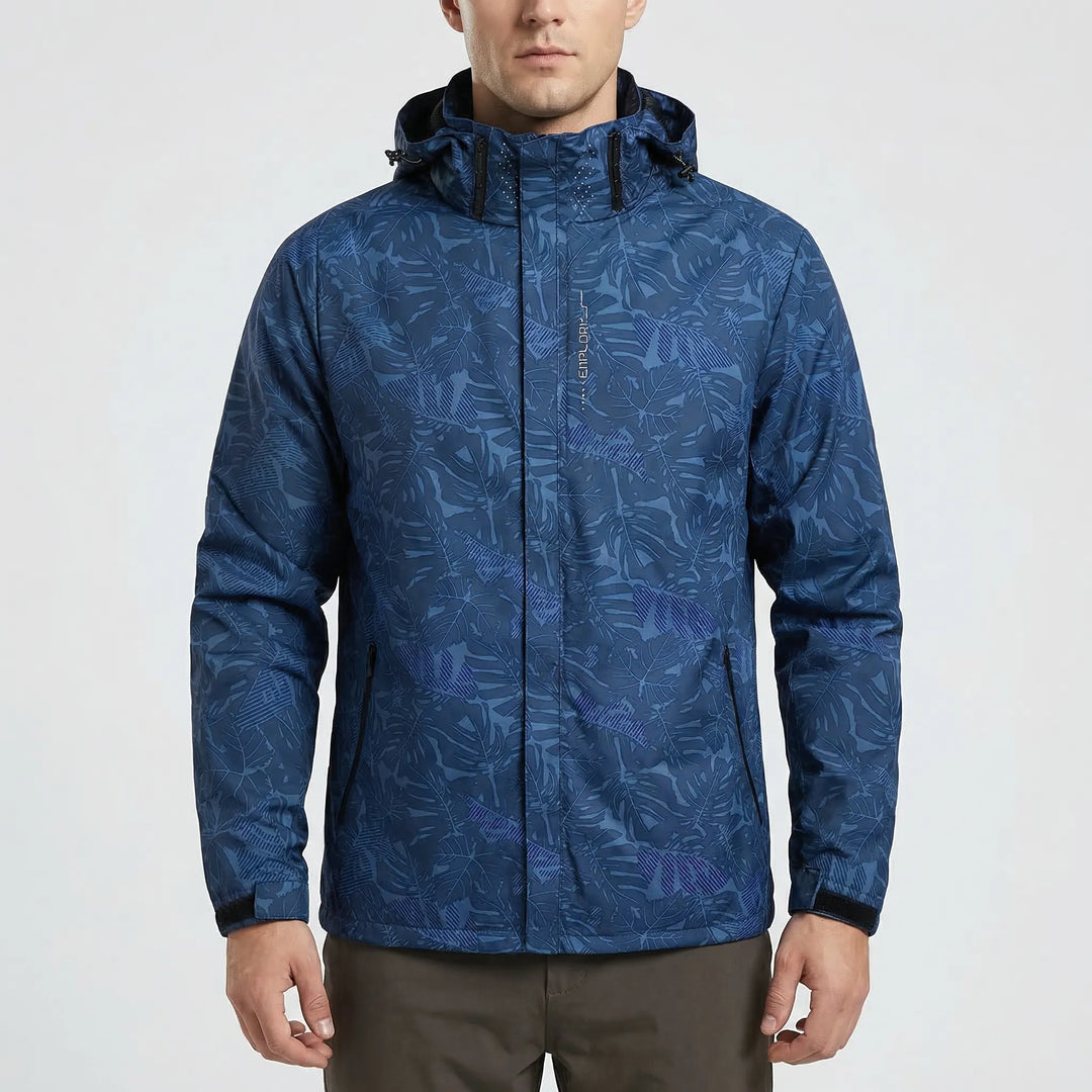 Unisex hooded full-zip travel windbreaker jacket. Lightweight, water-repellent, perfect activewear for fall outdoor adventures.