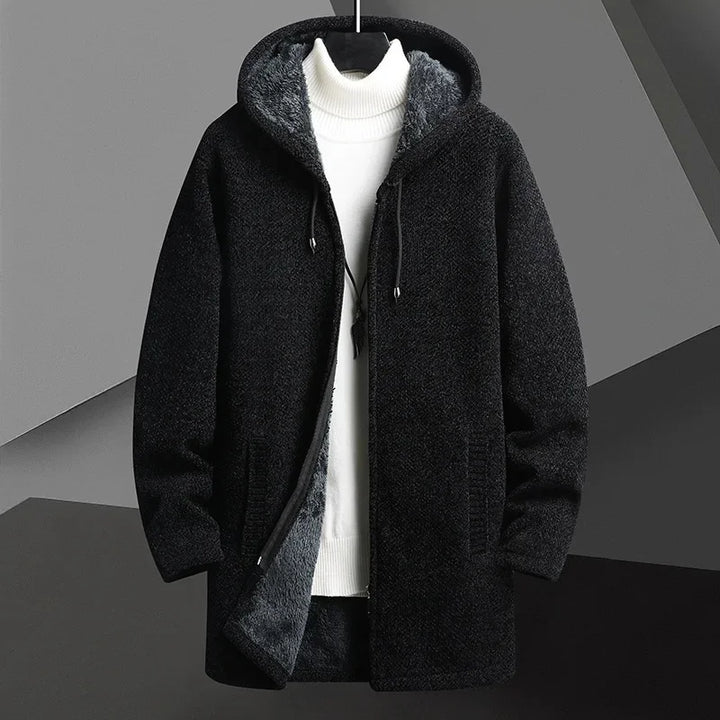 Modern men's urban hooded coat, versatile & casual fall outerwear for a stylish look.