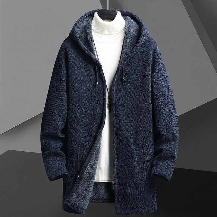 Versatile men's hooded outerwear jacket, sleek urban design for casual and everyday wear.