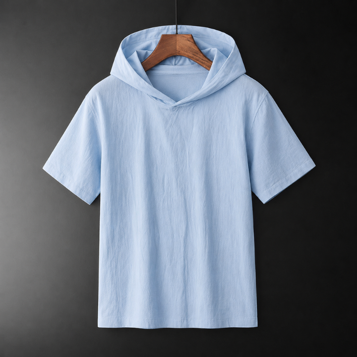 Men's Hudson short-sleeve hoodie, relaxed fit for everyday casual comfort. Perfect pullover summer shirt.