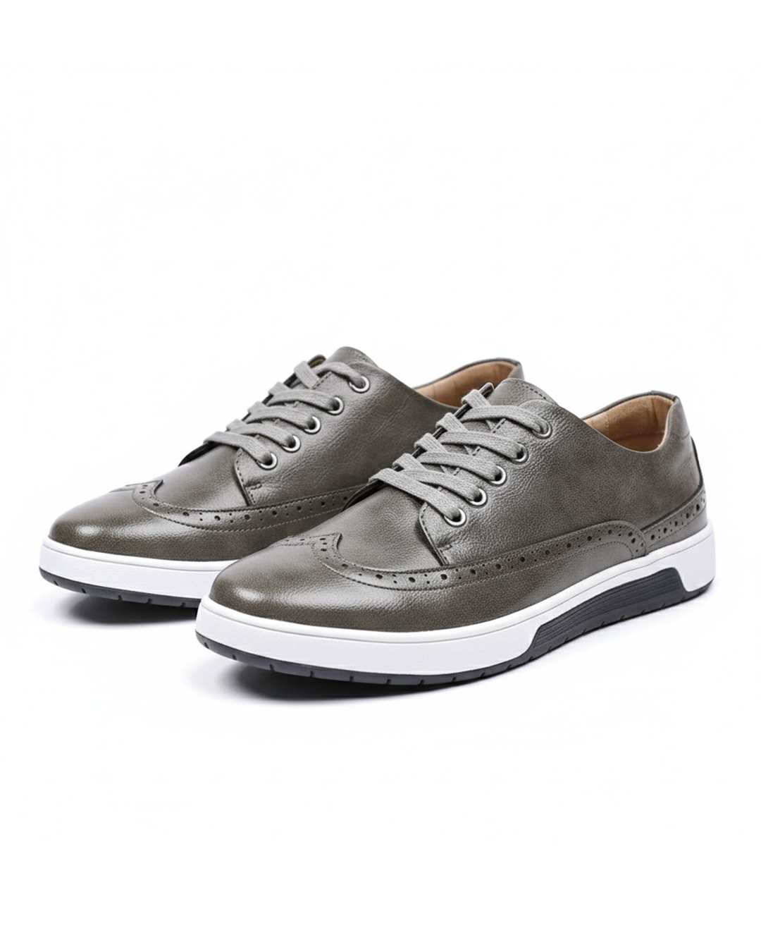 Men's hybrid dress brogue sneakers, blending formal style with sneaker comfort.