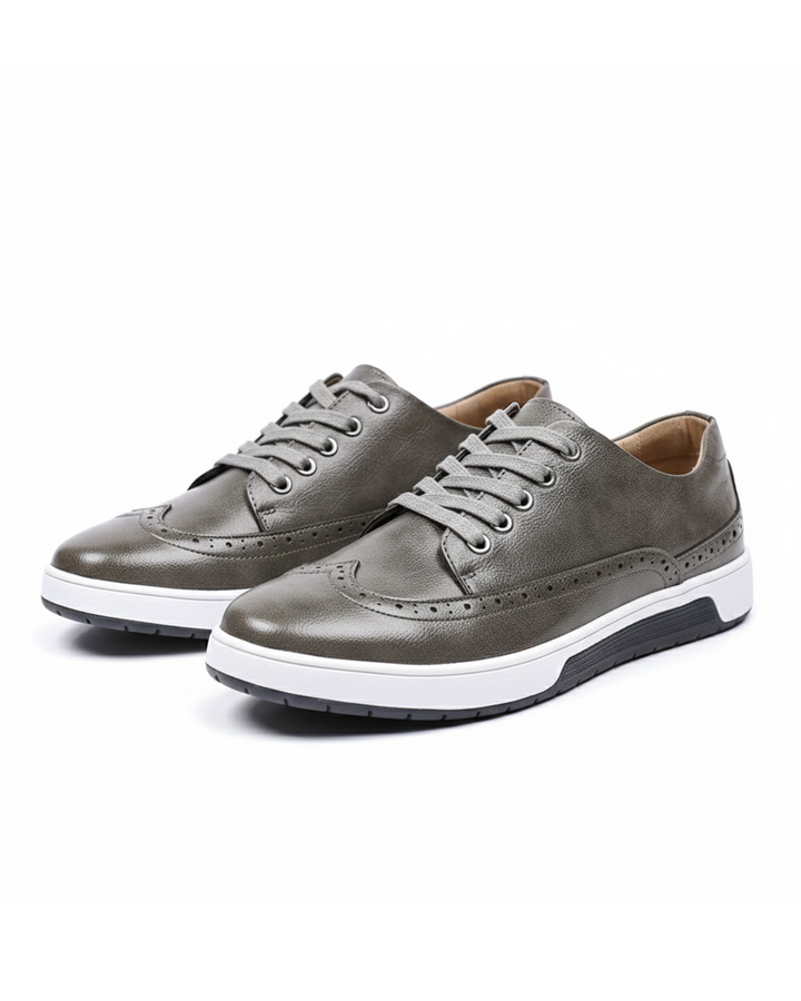 Men's hybrid dress brogue sneakers, blending formal style with sneaker comfort.
