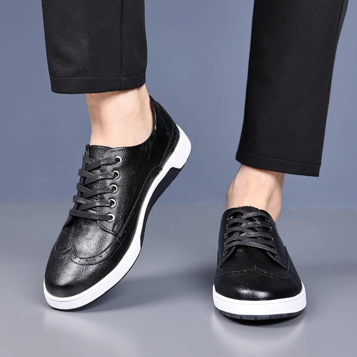 Comfortable men's lace-up hybrid dress brogue sneakers for all-day style.