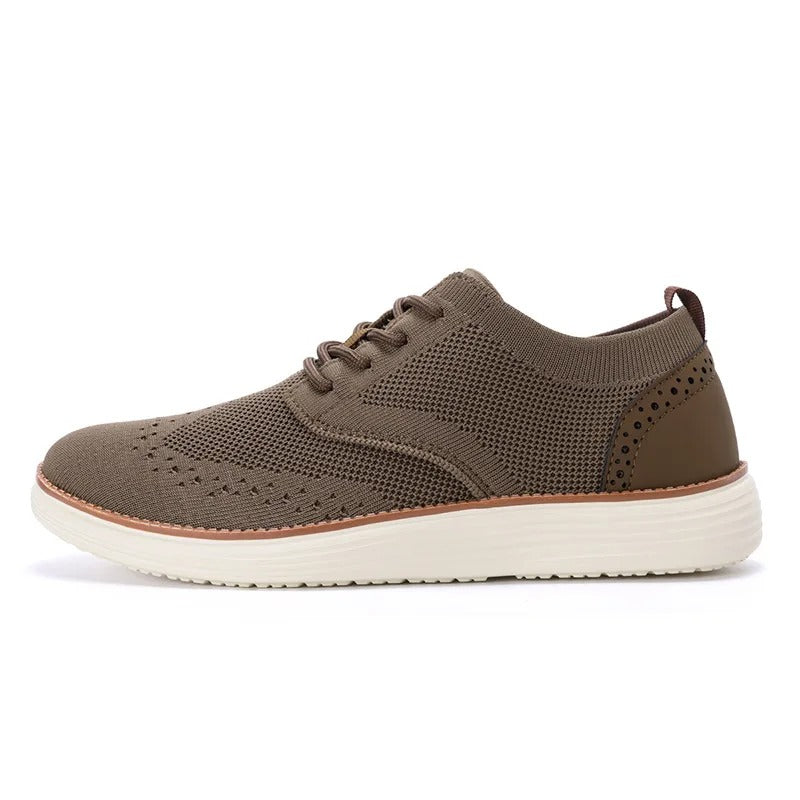 Men's dress shoes, comfortable and breathable hybrid sneakers with wingtip detail.