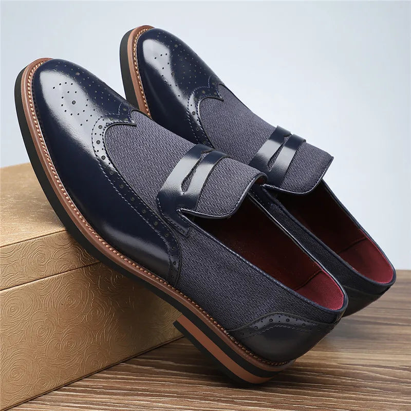 Navy men's stylish hybrid loafers, comfortable slip-on shoes, ideal for modern versatile dress casual wear.