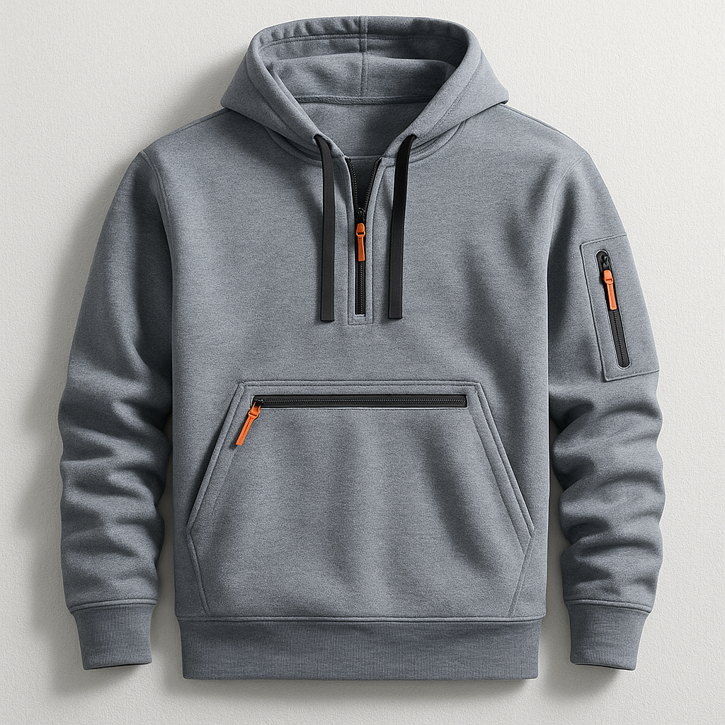 Sleek men's Hype Tech Hoodie, designed for modern comfort, utility, and stylish activewear performance.