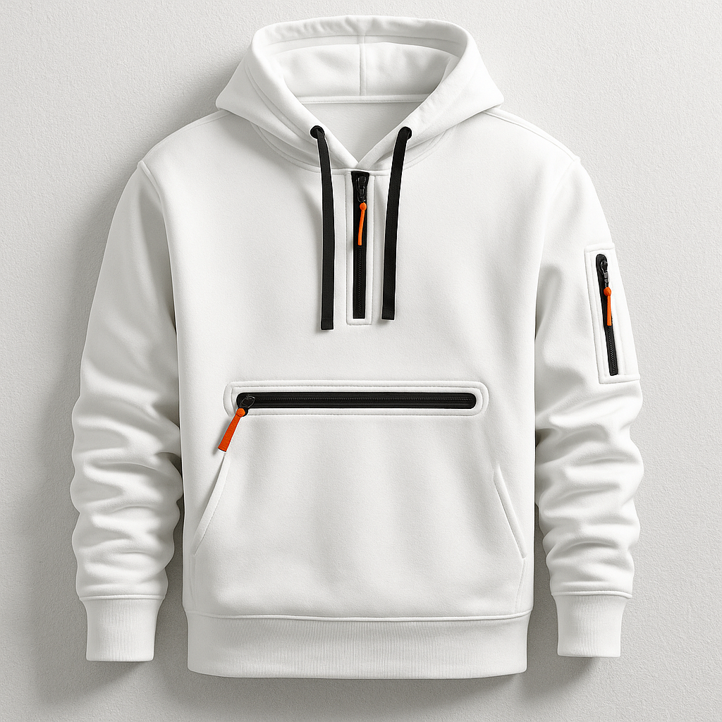 Men's modern Hype Tech Hoodie, a versatile piece of outerwear for layering, active use, and daily comfort.