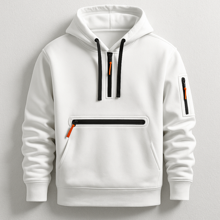 Men's modern Hype Tech Hoodie, a versatile piece of outerwear for layering, active use, and daily comfort.
