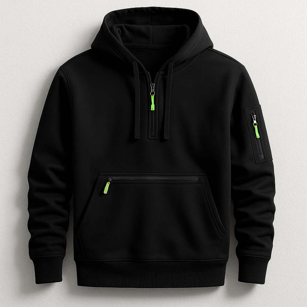 Men's Hype Tech Hoodie combining activewear utility, casual comfort, and a modern everyday style.