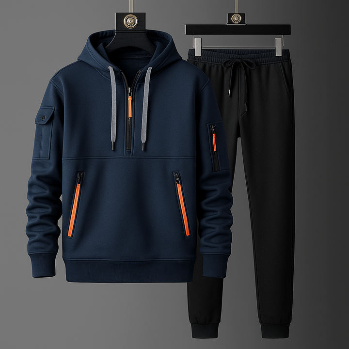 Men's Hype Tech Performance Tracksuit Set. Stylish athletic activewear for gym & comfort.