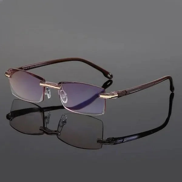 Lightweight black men's multifocal reading glasses with anti-blue light protection. Durable & BOGO free.