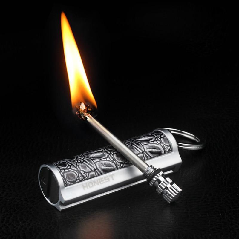 Men's indestructible survival lighter; windproof & waterproof for reliable outdoor fire starting, camping & tactical use.