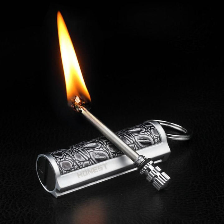 Men's indestructible survival lighter; windproof & waterproof for reliable outdoor fire starting, camping & tactical use.