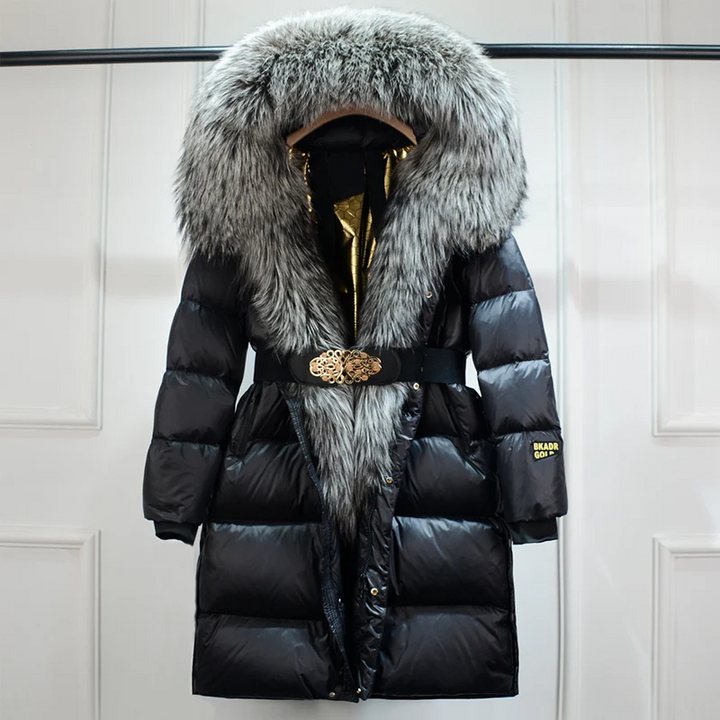 Men's insulated belted puffer coat in black, providing ultimate winter warmth and modern style.