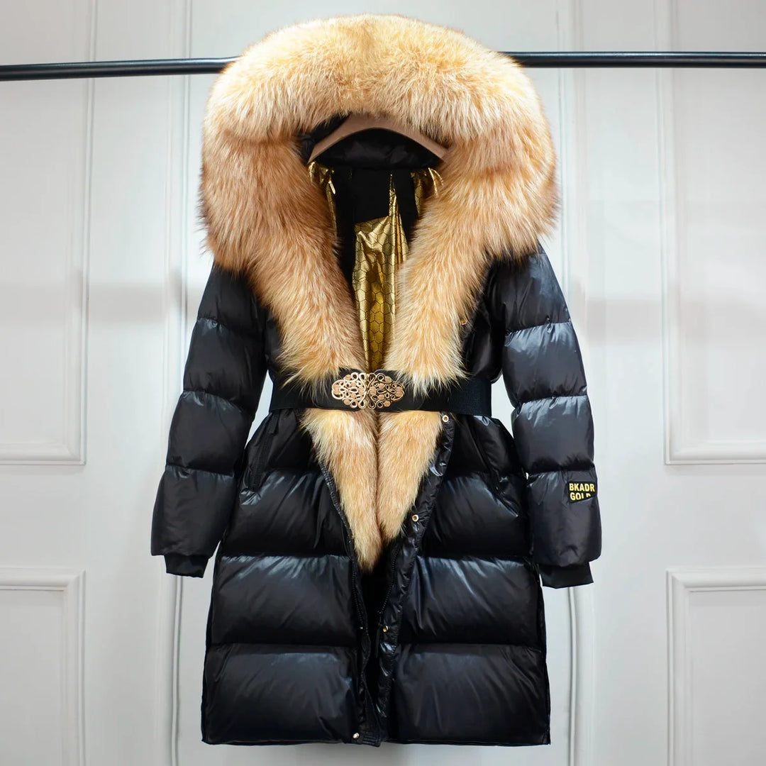 Stylish men's black belted puffer jacket, perfect outerwear for cold winter and fall weather.