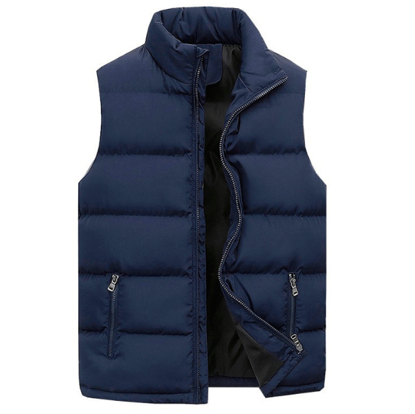 Black men's padded vest, a warm winter gilet, ideal for outdoor mens fashion and everyday style.