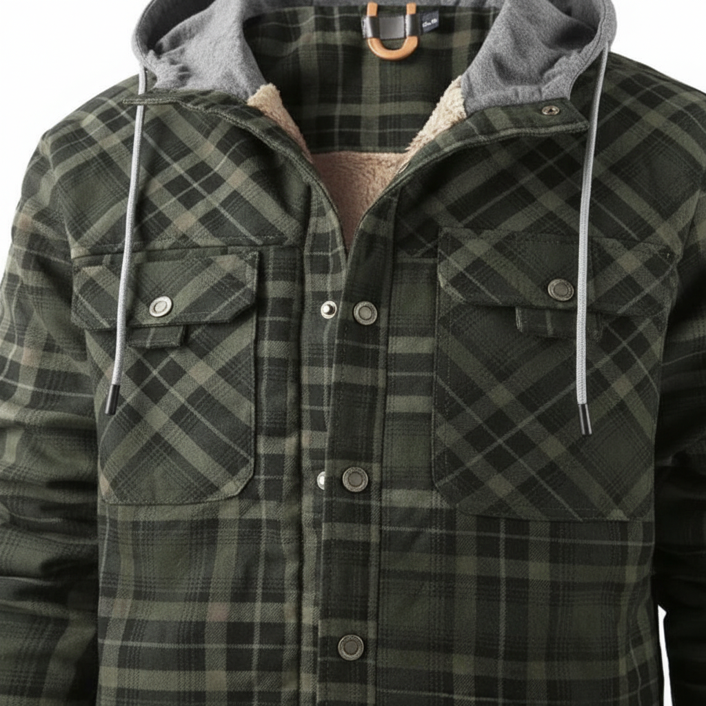 Outdoor insulated jacket for men, 'Marco' model, distinct check design, perfect for fall/winter