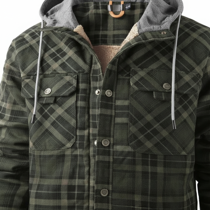 Outdoor insulated jacket for men, 'Marco' model, distinct check design, perfect for fall/winter