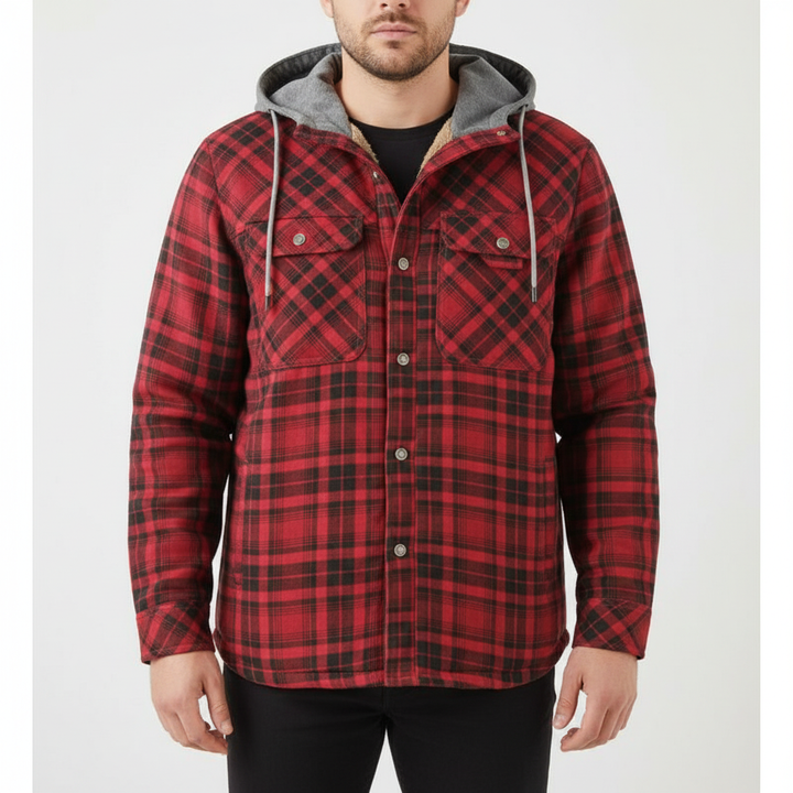 Casual men's fall fashion insulated jacket, Marco, featuring a classic checkered pattern