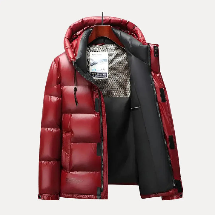Men's insulated quilted puffer jacket for winter warmth, ideal for cold weather & outdoor wear.