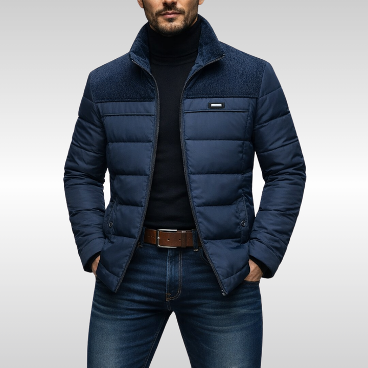Men's Insulated Tech Jacket, a warm quilted winter outerwear for cold weather protection & casual everyday wear.