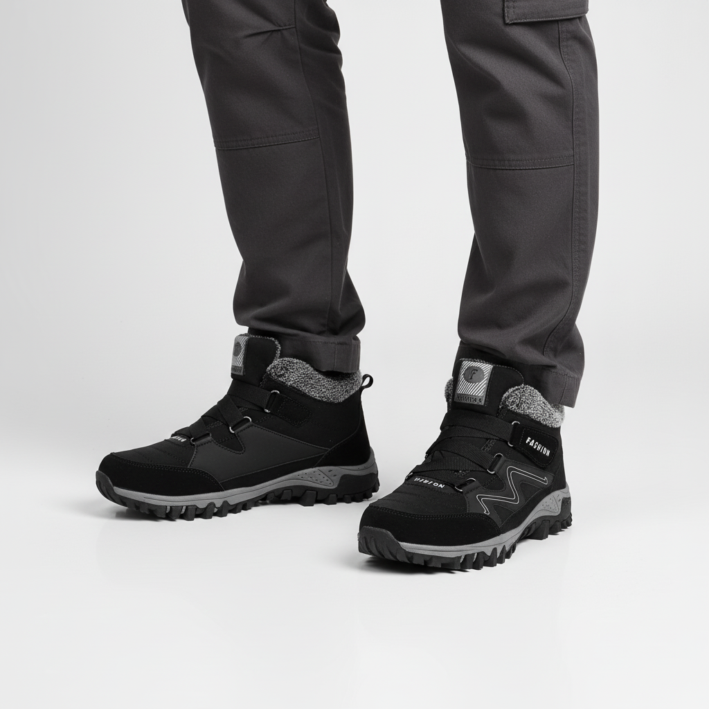 Warm men's winter sneakers, insulated vegan footwear, perfect for cold outdoor casual wear
