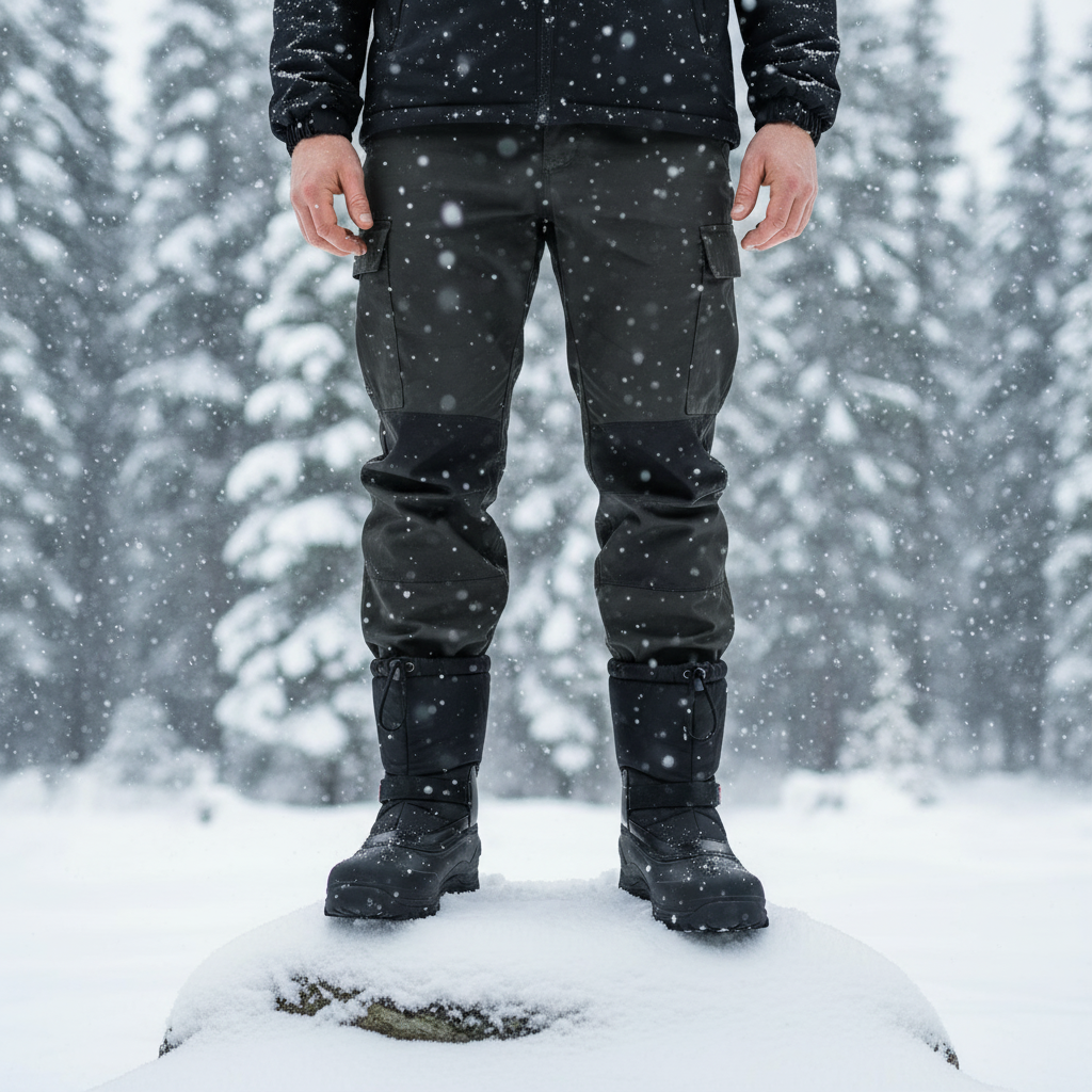 Men's insulated waterproof winter boots, Nico, black with durable rubber sole for snow