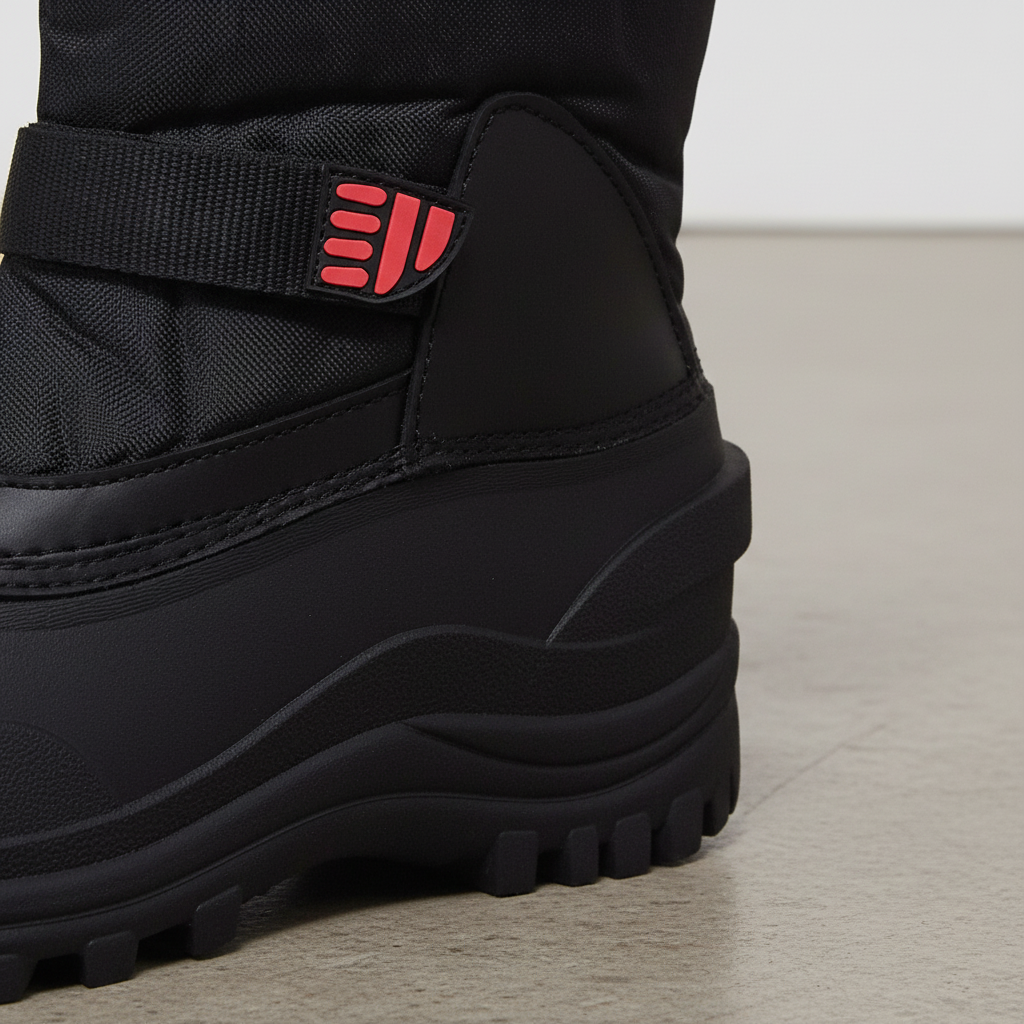 Pair of black men's winter boots, Nico, featuring insulation and waterproof protection, slip resistant