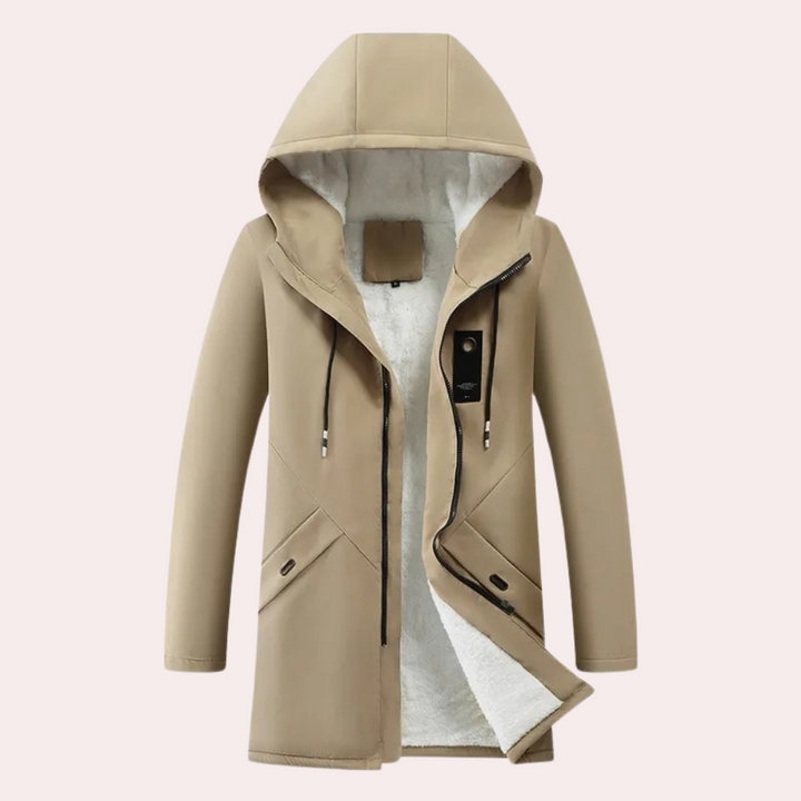 Men's insulated winter jacket, Victor, in black, keeping you warm & stylish in cold weather.