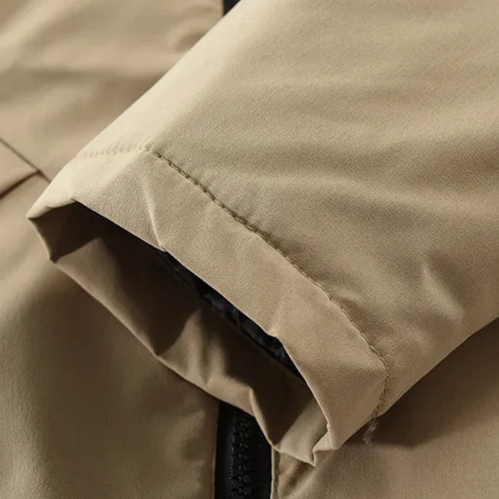 Durable men's insulated outerwear, perfect for harsh winter conditions.