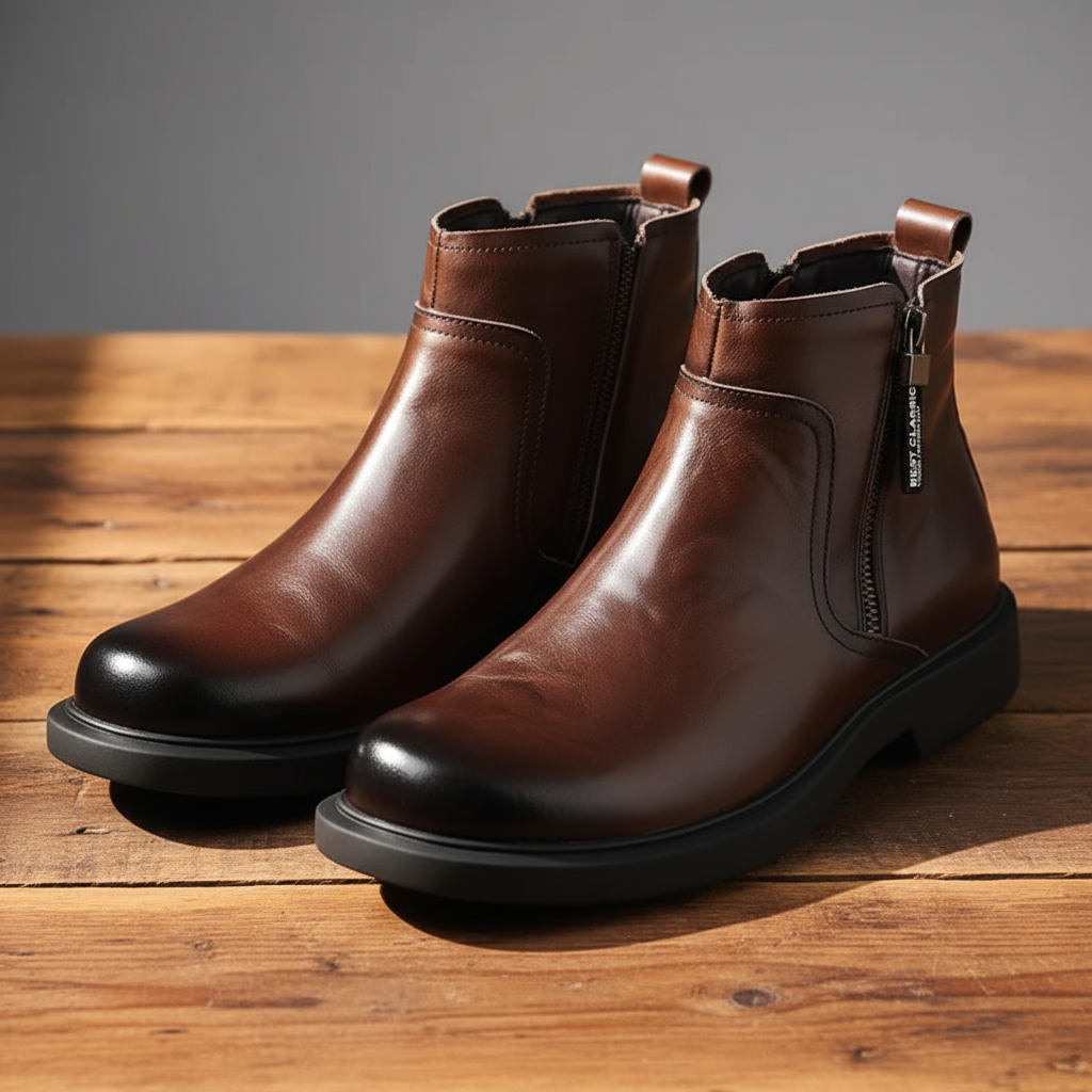 Black Ironwood Classic Men's Dress Boots, side-zip ankle style. Versatile formal & casual footwear.