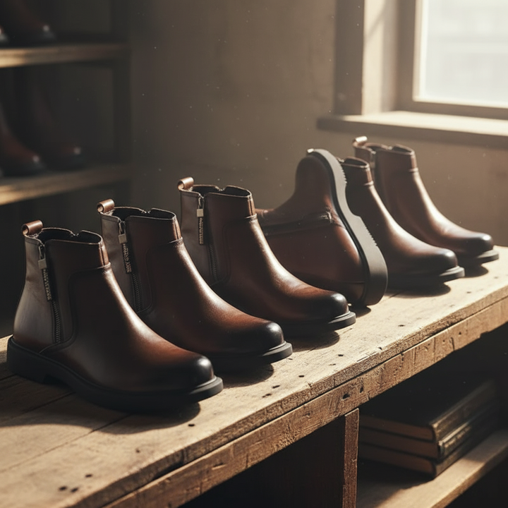 High-quality men's dark brown dress boots. Ironwood Classic side-zip ankle boots for sharp style.