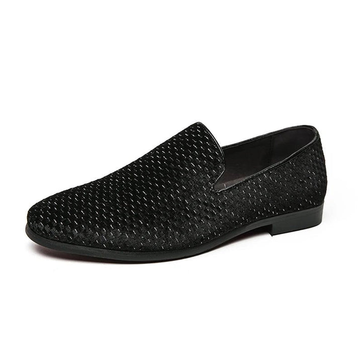 Stylish men's woven front slip-on loafers, classic Italian design for a sophisticated look in any setting.